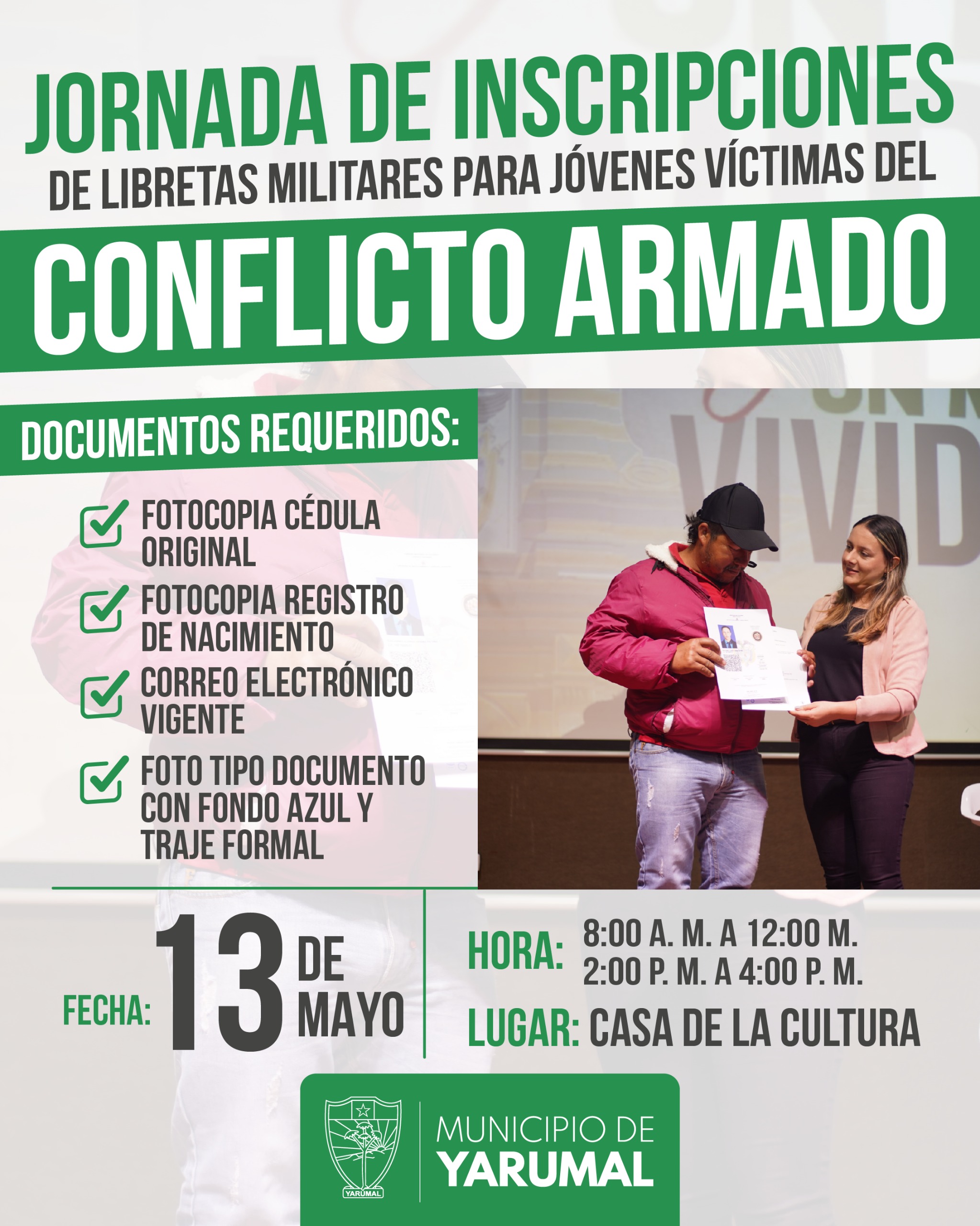 Jornada de inscripciones de libretas militares para víctimas del conflicto armado