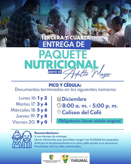 Tercera y Cuarta Entrega de Paquetes Nutricionales para el Adulto Mayor