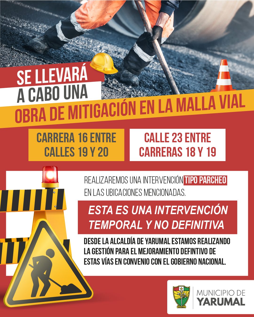 Imagen destacada de 🚧 ¡Obras en Acción! Parcheo Vial Temporal para Mayor Seguridad en Yarumal