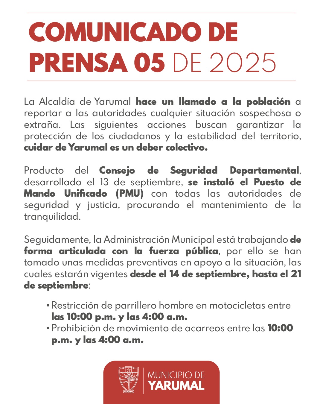 Imagen destacada de Comunicado de prensa 05 de 2025
