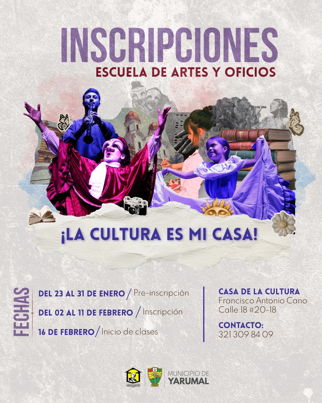 Imagen destacada de Casa de la Cultura abre inscripciones para los cursos 2026 de la Escuela de Artes y Oficios