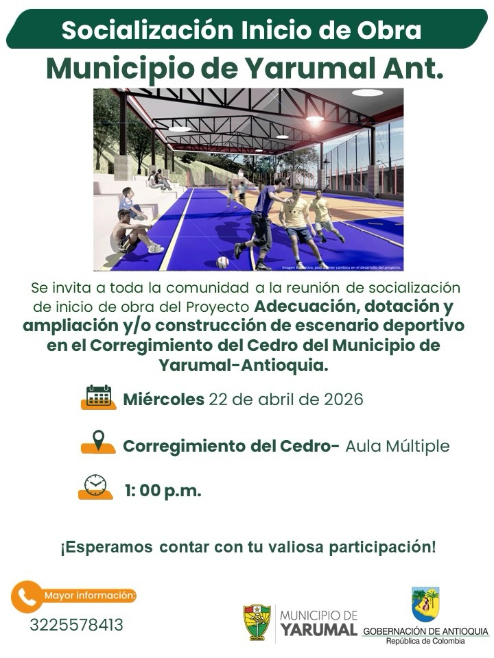 Imagen del evento  socialización de inicio de obra del Proyecto Adecuación, dotación y ampliación y/o construcción de escenario deportivo en el Corregimiento del Cedro