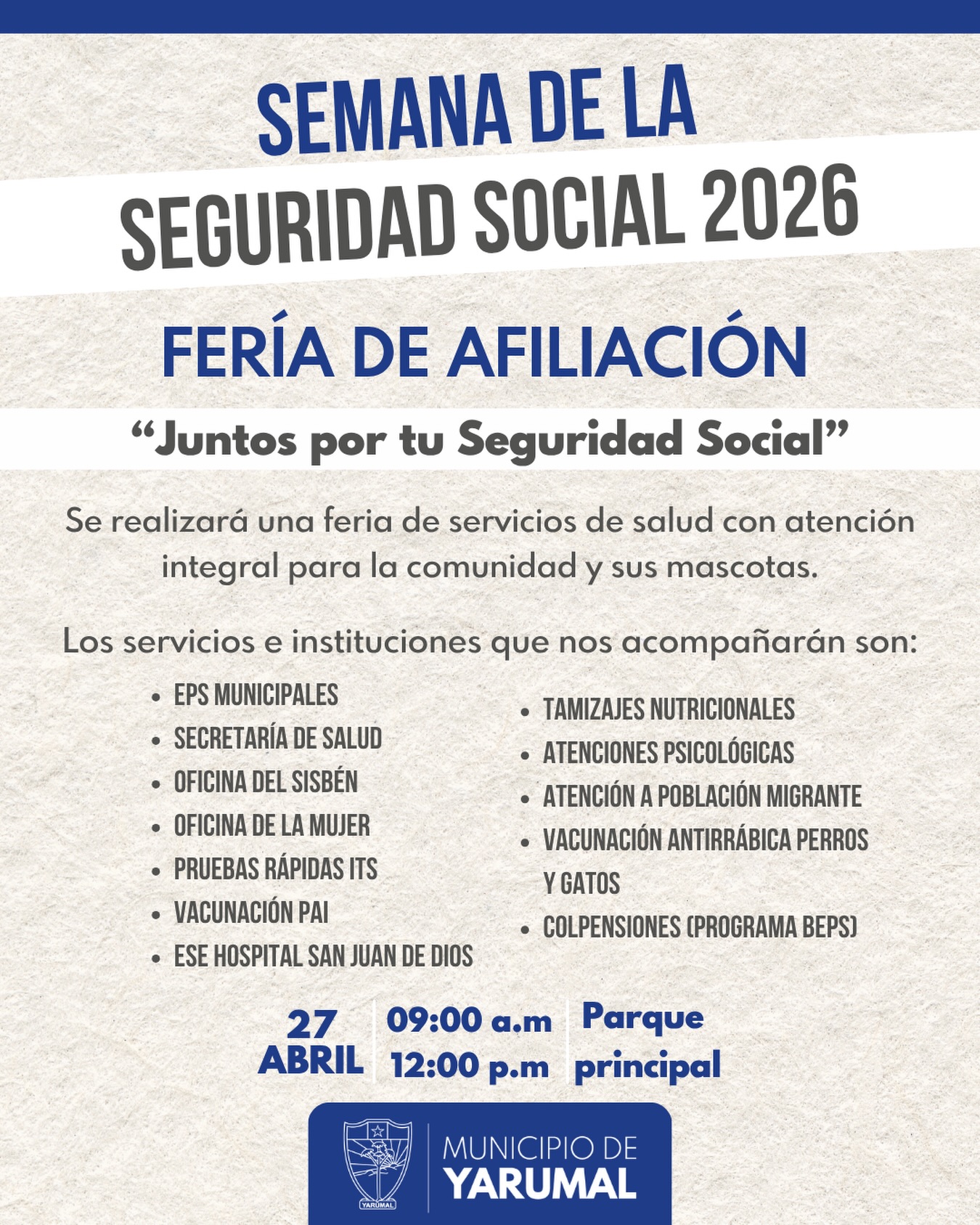 Imagen del evento  Feria de Afiliación “Juntos por tu Seguridad Social”