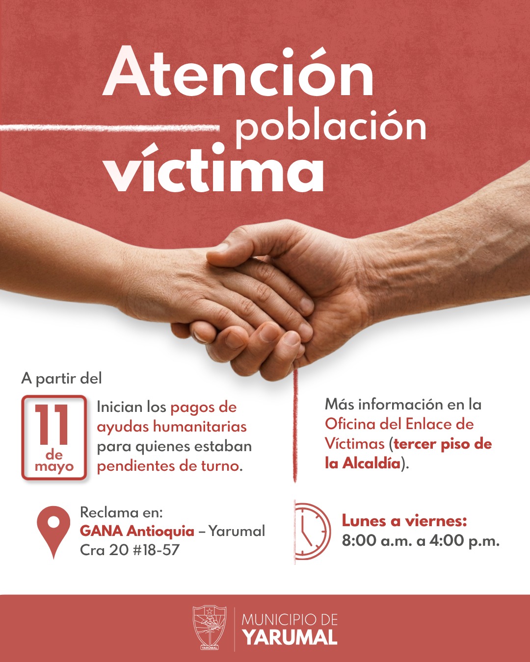 Imagen destacada de 🚨 Atención población víctima de Yarumal: Inicia la entrega de Ayudas Humanitarias 💰🤝