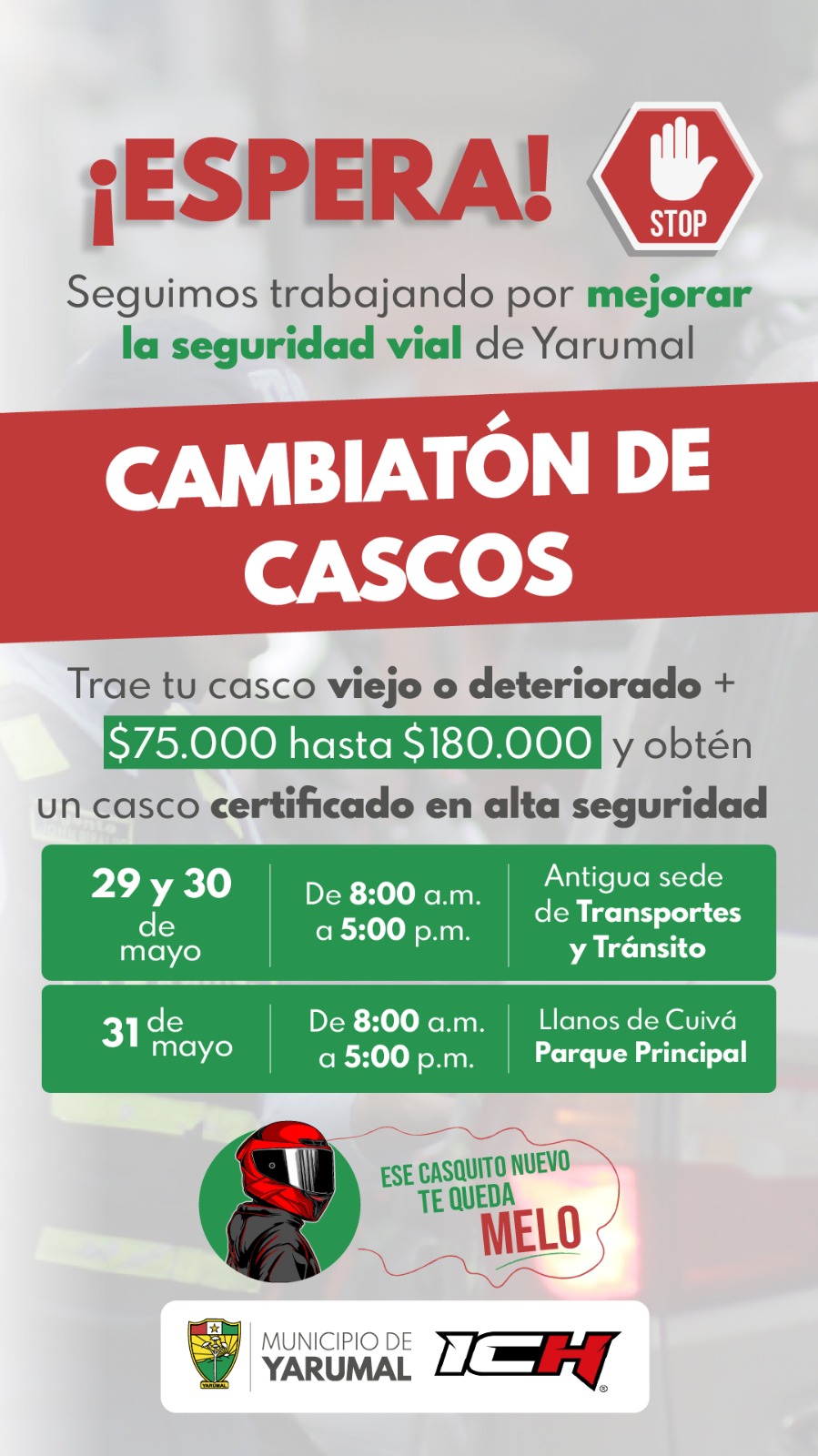 Imagen destacada de 🚨 ¡ESPERA! Tu seguridad vial es prioridad: Llega el "Cambiatón de Cascos" a Yarumal 🏍️✅