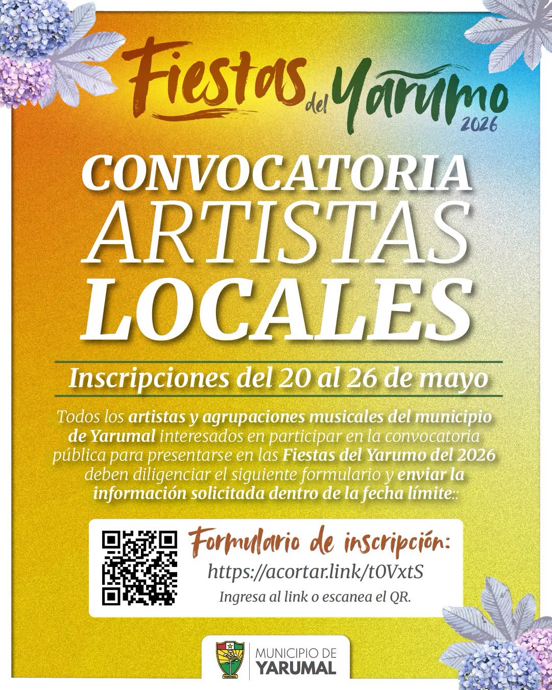 Imagen destacada de 🎶✨ ¡Atención artistas y agrupaciones musicales de Yarumal! Las Fiestas del Yarumo 2026 los esperan 🎤🌟