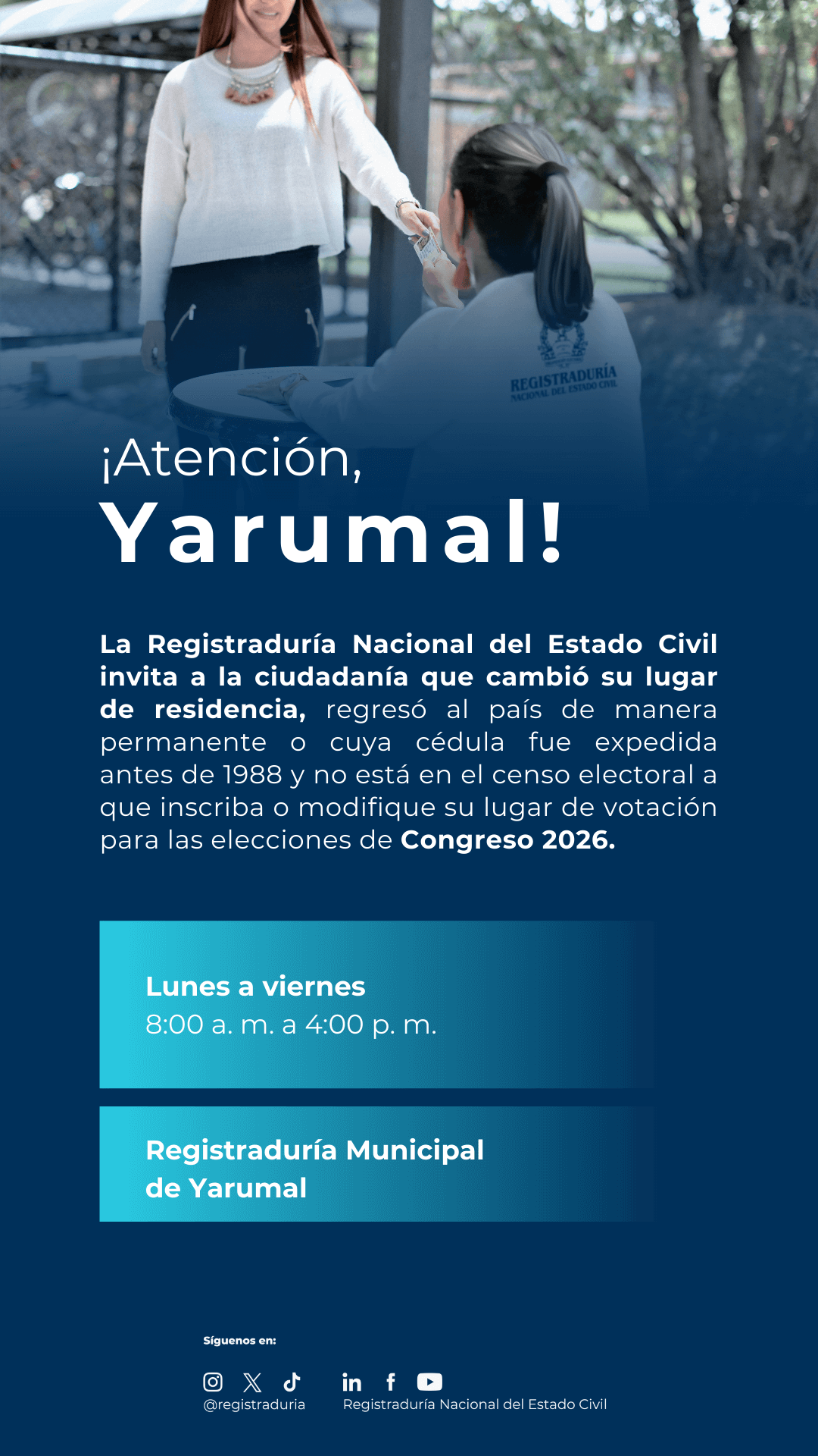 Invitación a inscripción de cédulas para las elecciones de Congreso 2026